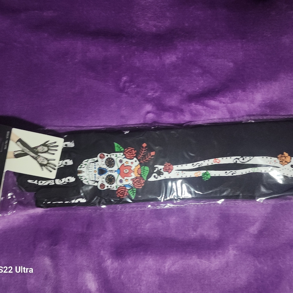 Sexy Gloves ☆ Long with Day of the Dead Graphics